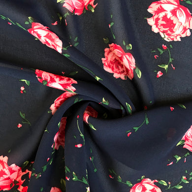 Rosie Navy Crepe Chiffon - sold by the half metre
